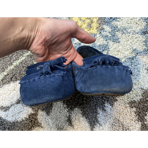 UGG Slippers Womens Size 8 Lizzy Moccasin Navy Blue Suede Slip On Driving Shoes - Picture 9 of 10